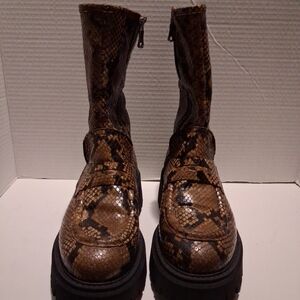 Free People Brown Snakeskin Platform Boots